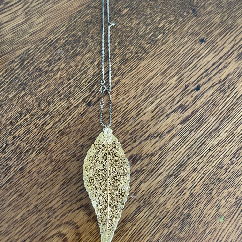 Vintage Gold Dipped Leaf Necklace 19" - image 2